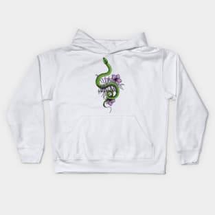 Drawing of a snake and flowers with the inscription Kids Hoodie